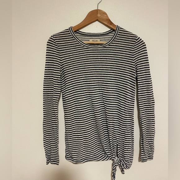 Madewell XS striped long sleeve shirt w/ tie - Picture 1 of 5
